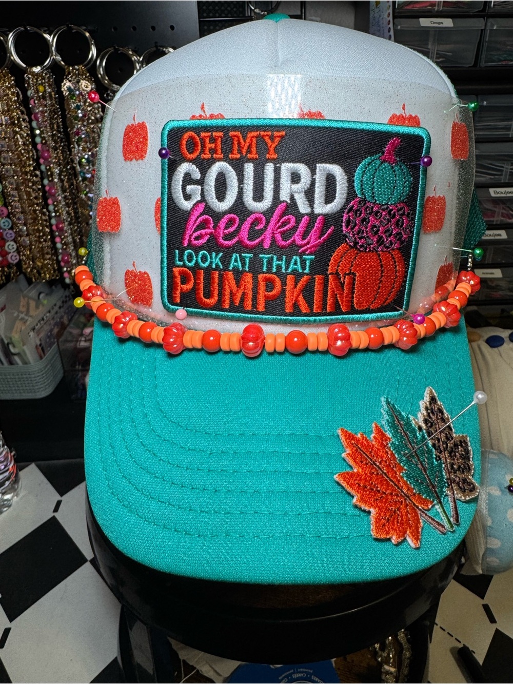 Oh My Gourd Becky Teal Adult Trucker Hat